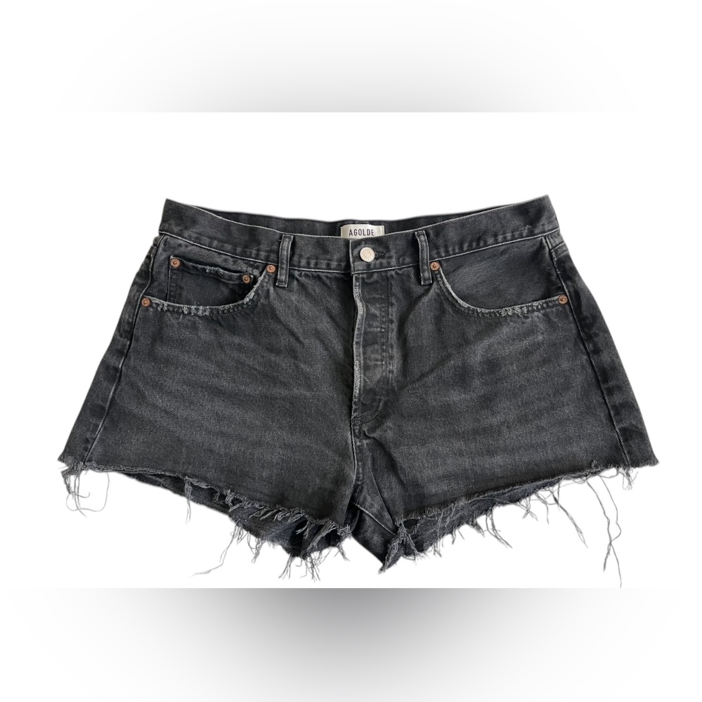 AGOLDE Denim Cutoff Shorts Distressed Black Washed Size 31